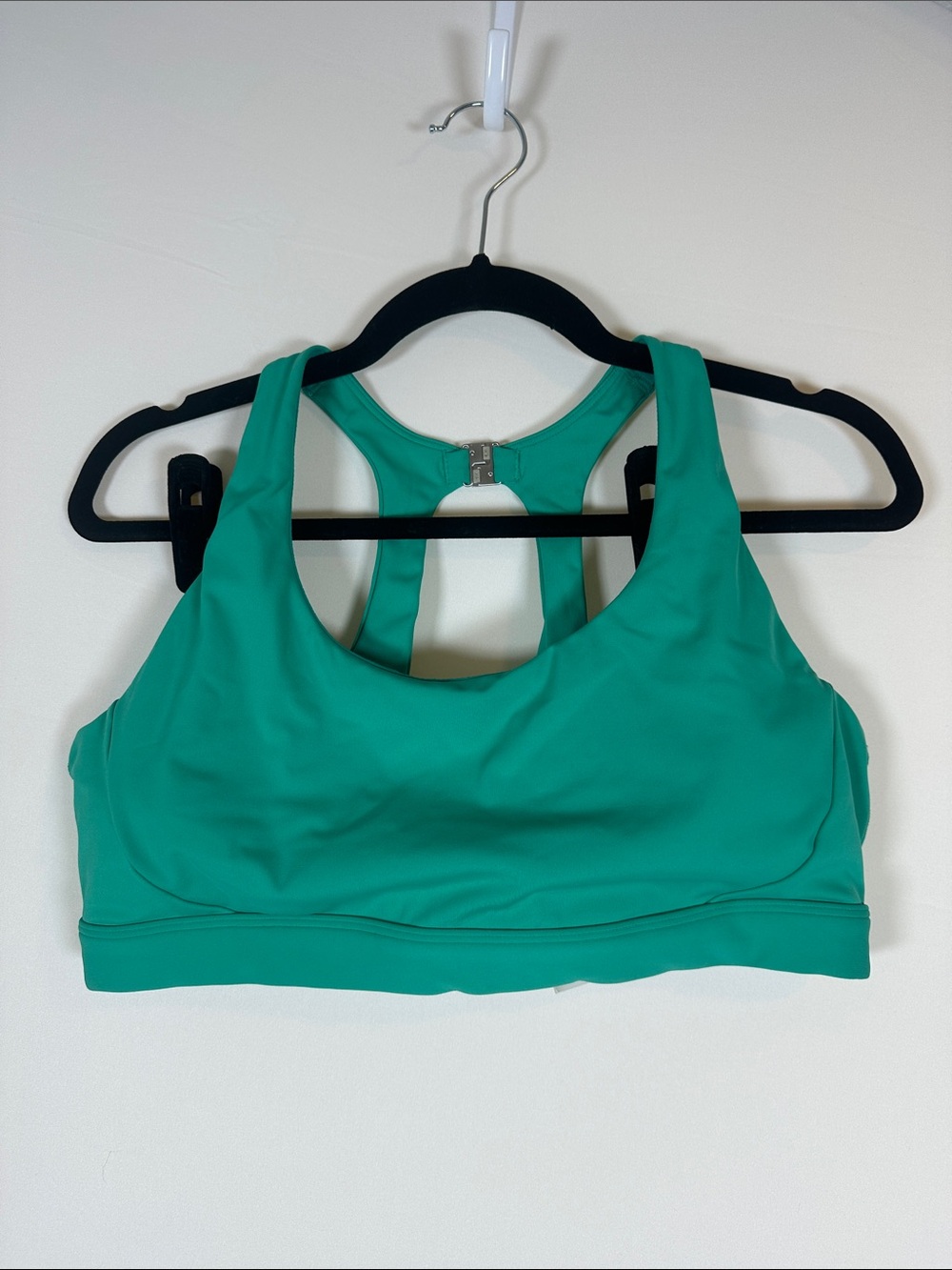 Athleta Green Racerback Sports Bra XL Medium Support Athletic Workout Top
